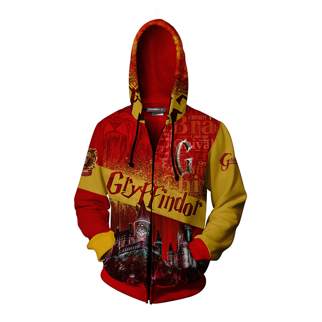 Hogwarts Castle Gryffindor House Harry Potter Zip Up Hoodie