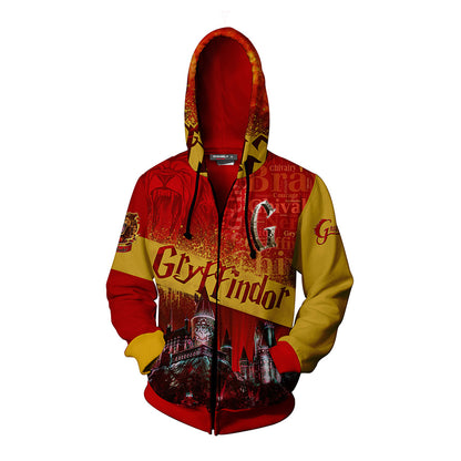 Hogwarts Castle Gryffindor House Harry Potter Zip Up Hoodie