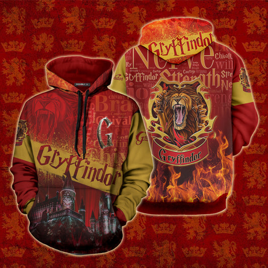 Hogwarts Castle Gryffindor House Harry Potter 3D Hoodie