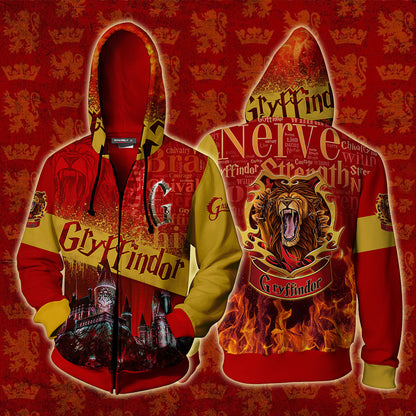 Hogwarts Castle Gryffindor House Harry Potter Zip Up Hoodie 4XL
