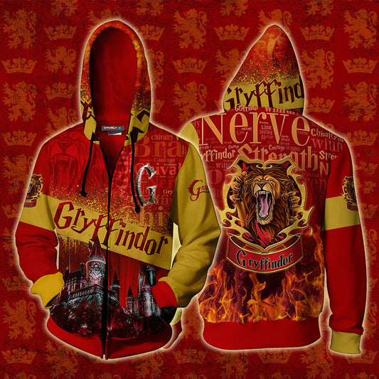 Hogwarts Castle Gryffindor House Harry Potter Zip Up Hoodie 4XL