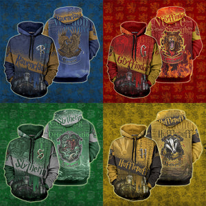 Hogwarts Castle Hufflepuff House 3D Hoodie