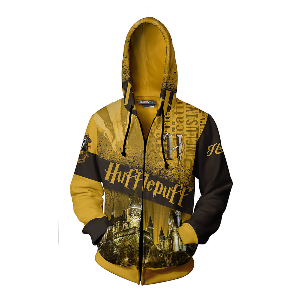 Hogwarts Castle Hufflepuff House Harry Potter Zip Up Hoodie