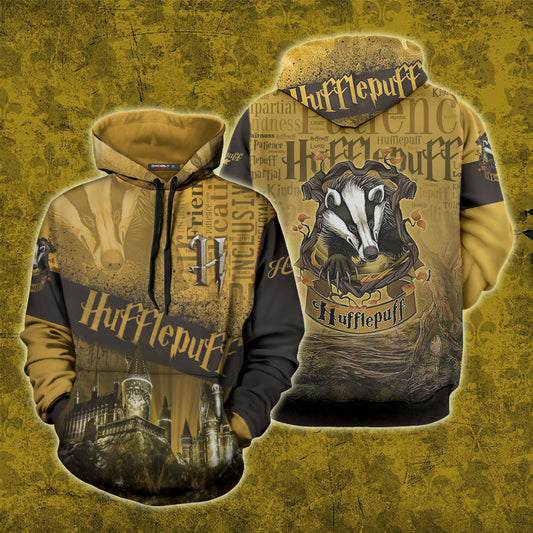 Hogwarts Castle Hufflepuff House 3D Hoodie