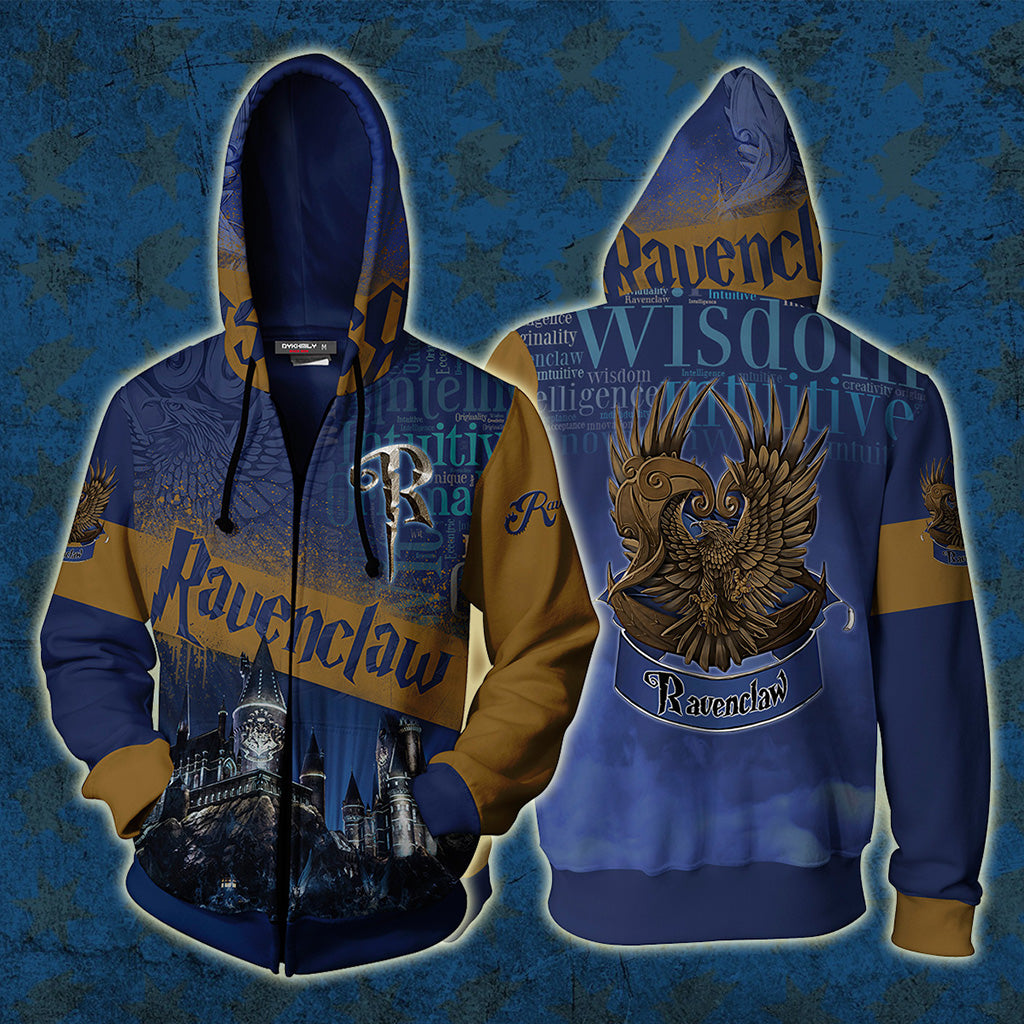Hogwarts Castle Ravenclaw House Harry Potter Zip Up Hoodie 4XL