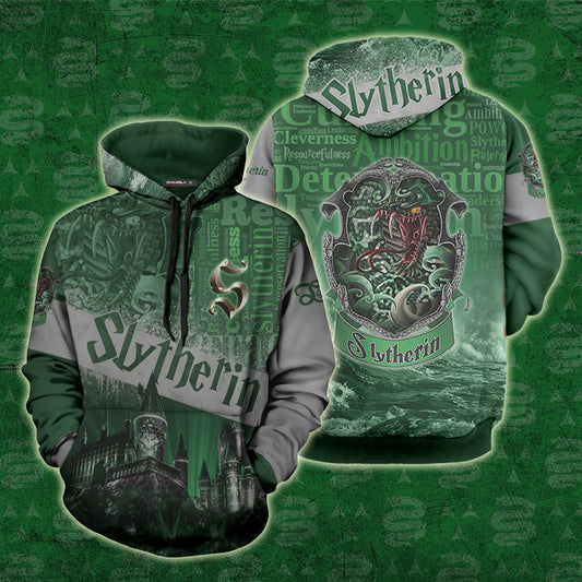 Hogwarts Castle Slytherin House 3D Hoodie