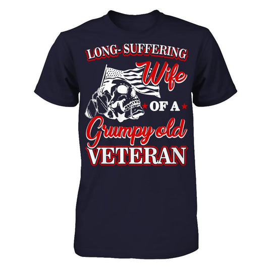 Long Suffering Wife Of A Grumpy Old Veteran Next Level - Unisex Fitted Tee Midnight Navy