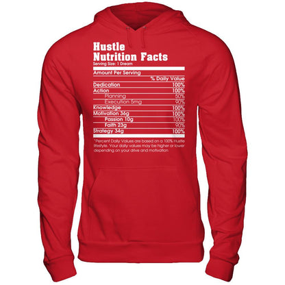 Hustle Nutrition Facts T-shirt Gildan - Pullover Hoodie Red