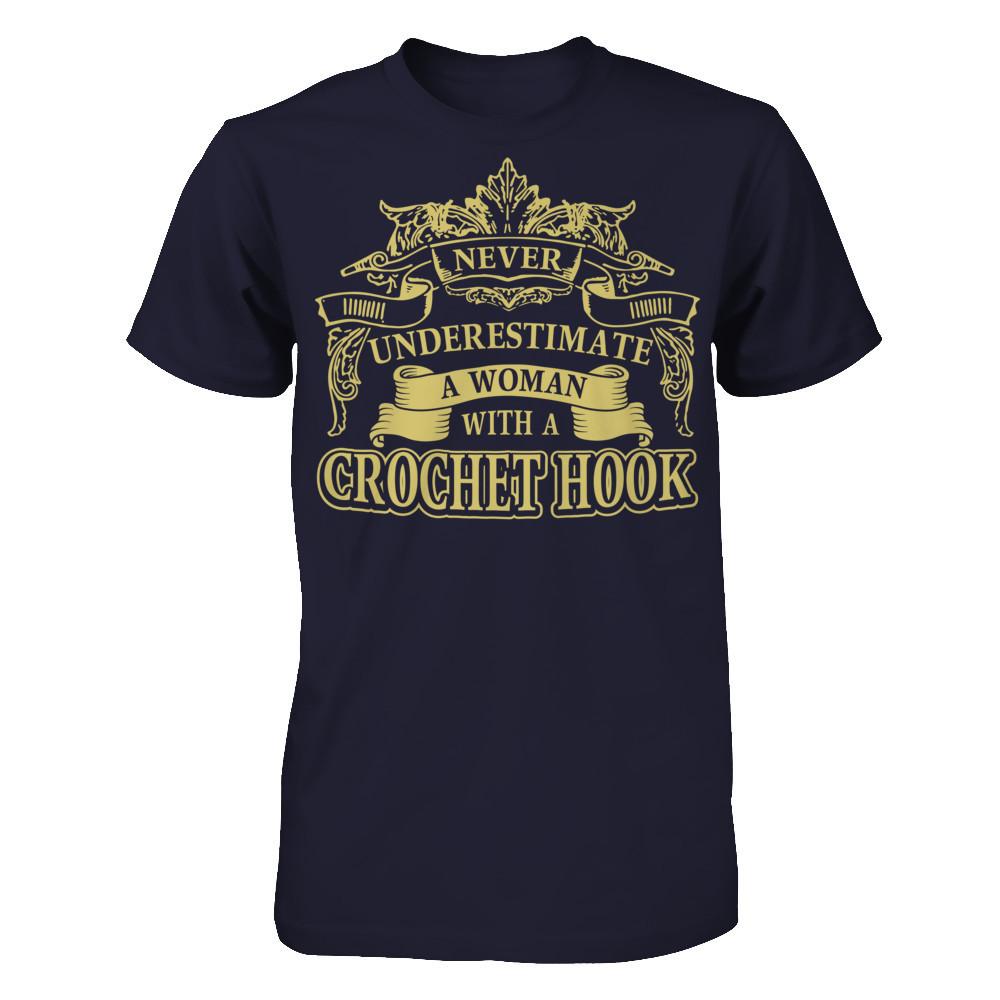 Never Underestimate A Woman With A Crochet Hook Next Level - Unisex Fitted Tee Midnight Navy