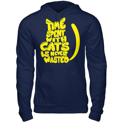 Time Spent With Cats Is Never Wasted Gildan - Pullover Hoodie Navy