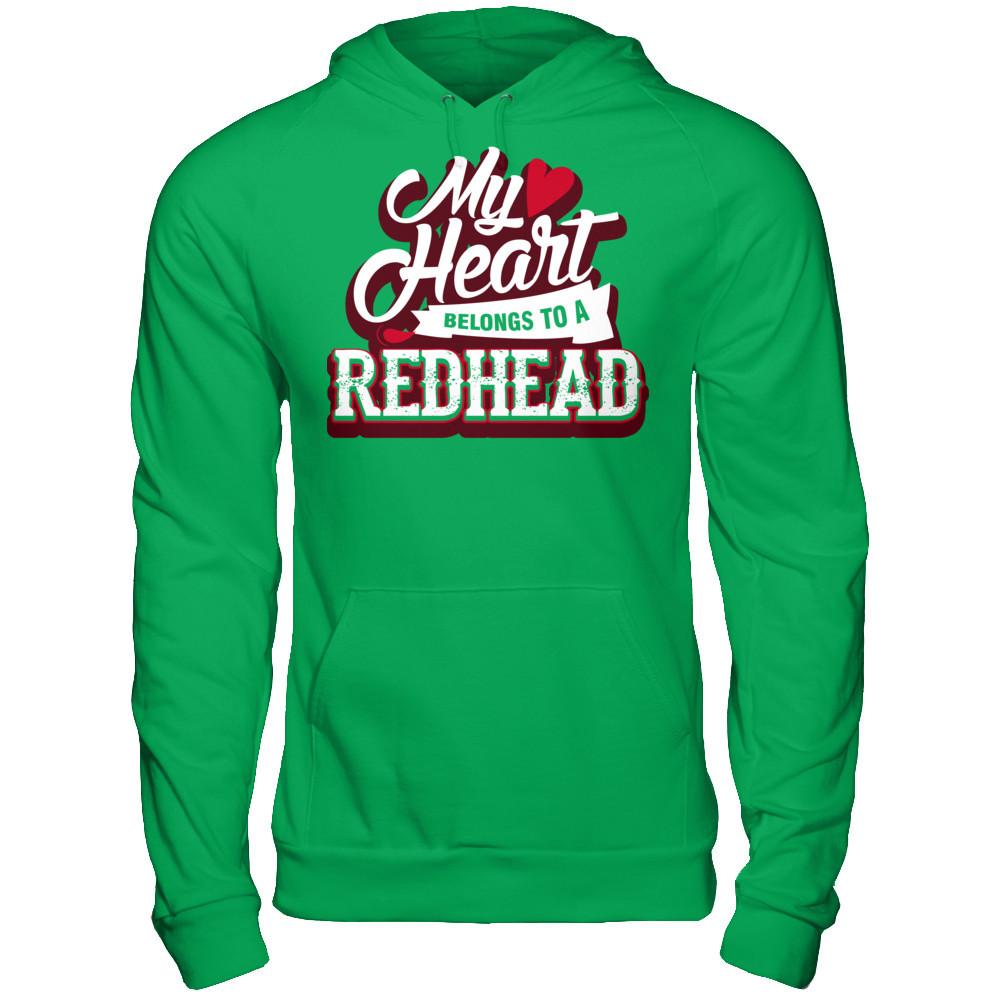 My Heart Belongs To A Redhead T-shirt Gildan - Pullover Hoodie Irish Green