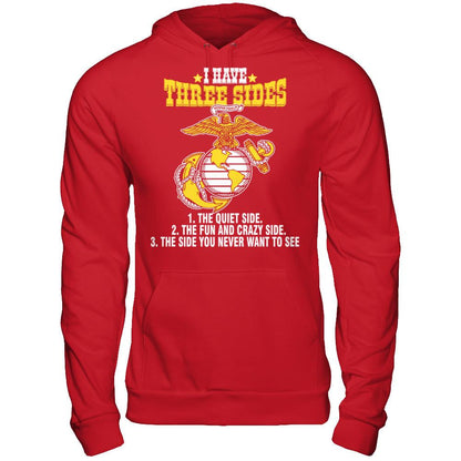 I Have Three Sides The Quiet Side The Fun And Crazy Side The Side You Never Want To See T-shirt Gildan - Pullover Hoodie Red