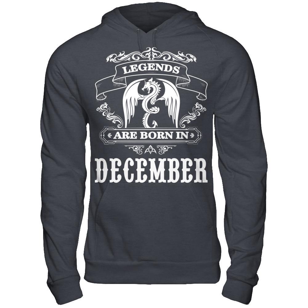 Legends Are Born In December T-shirt Gildan - Pullover Hoodie Dark Heather