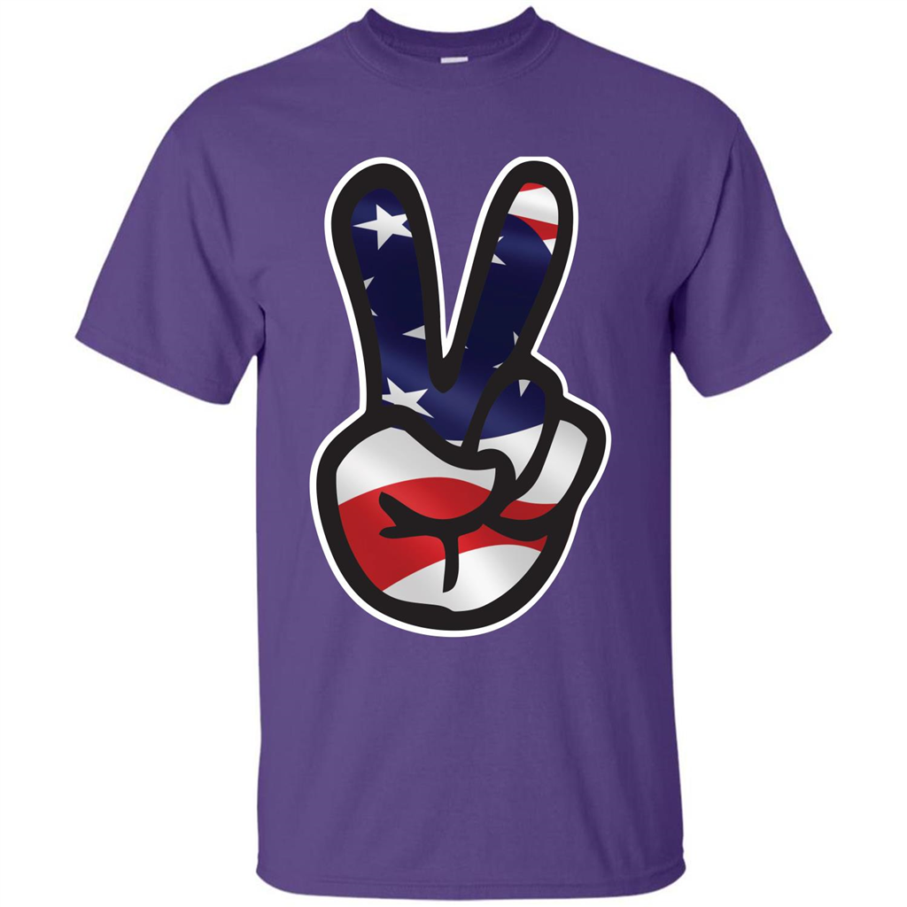 Amreican Flag Peace Guy T-shirt Purple