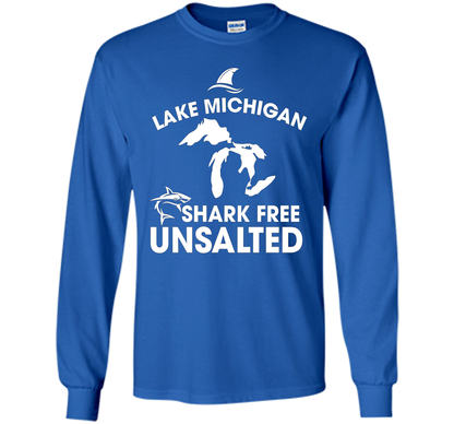 Lake Michigan T-Shirt Unsalted Shark Free Great Lakes T-shirt Royal