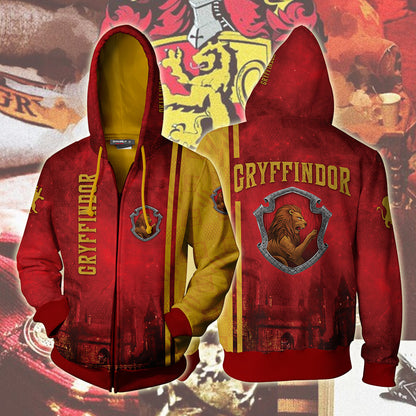 The Hogwarts Castle Gryffindor Harry Potter Zip Up Hoodie 4XL