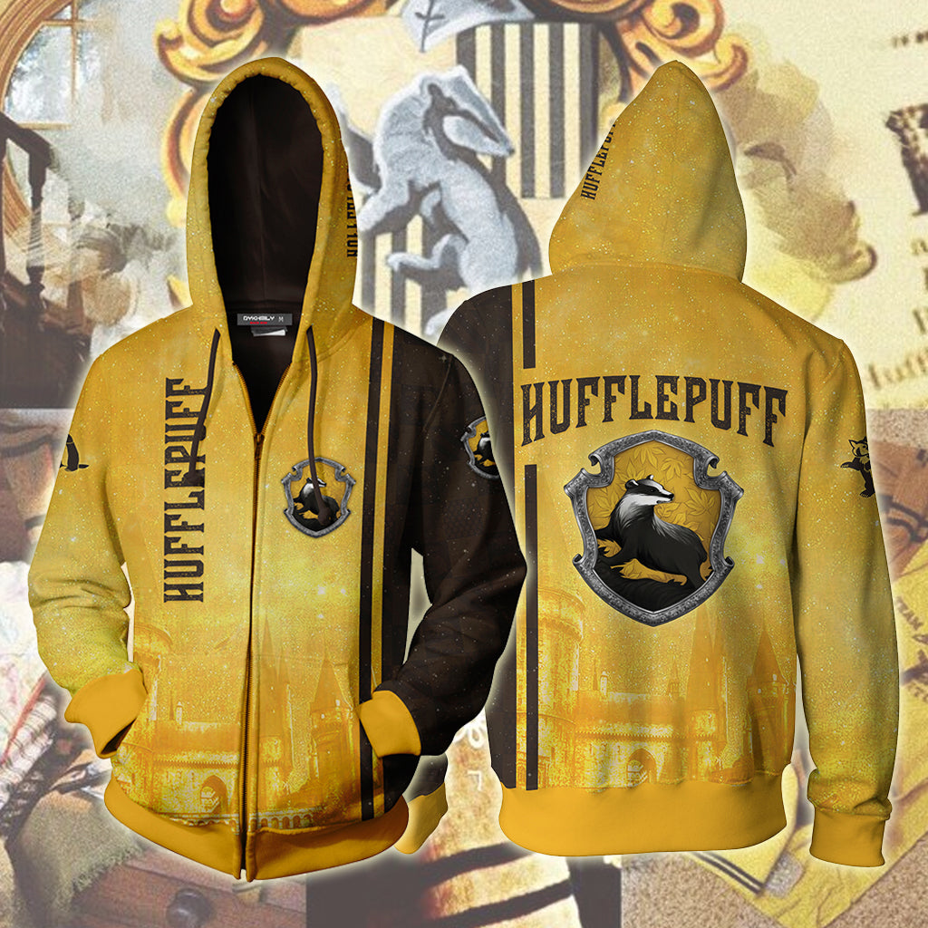 The Hogwarts Castle Hufflepuff Harry Potter Zip Up Hoodie 4XL