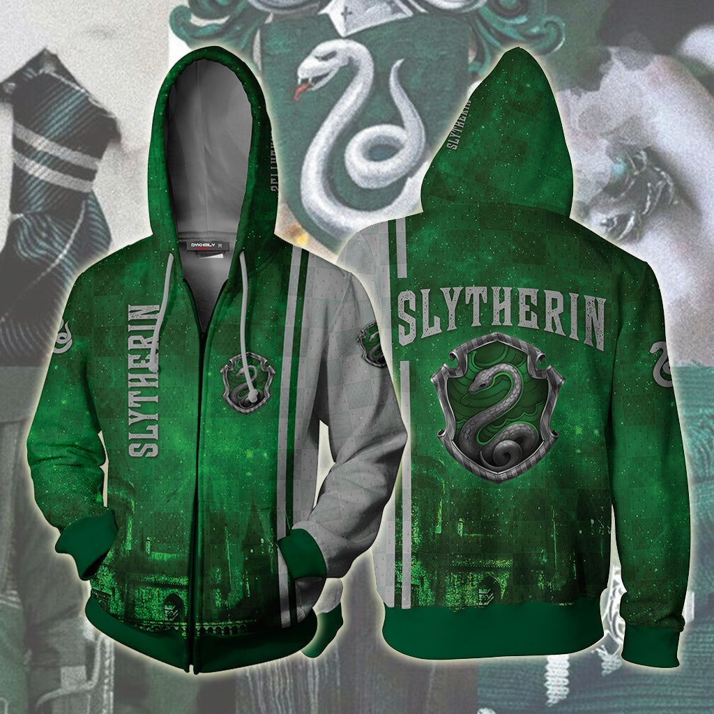 The Hogwarts Castle Slytherin Harry Potter Zip Up Hoodie 4XL