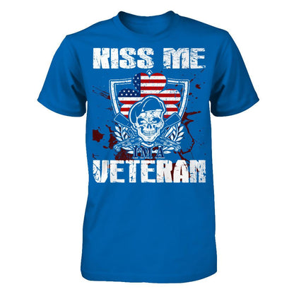 Kiss Me I'm A Veteran T-shirt Gildan - Short Sleeve Tee Royal