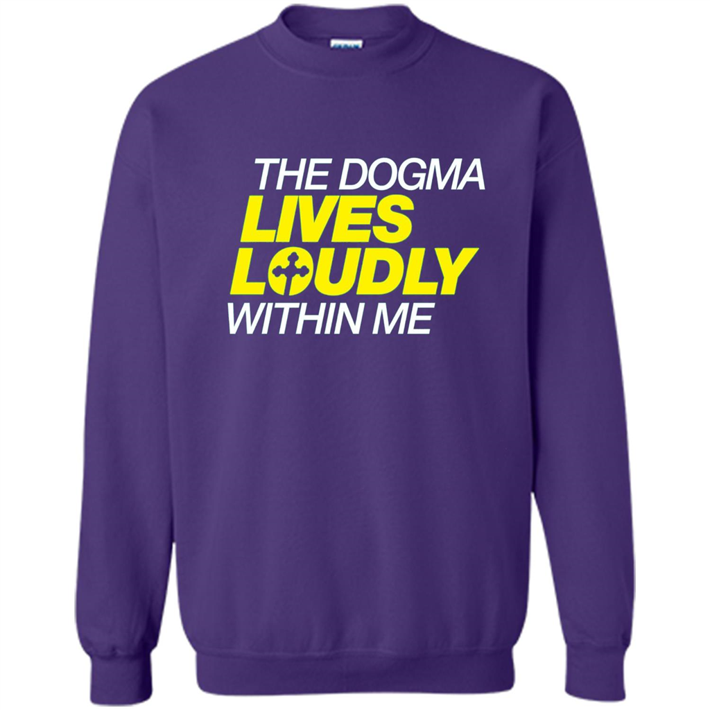 Dogma Lives Loudly Within Me Catholic Conservative T-Shirt Purple