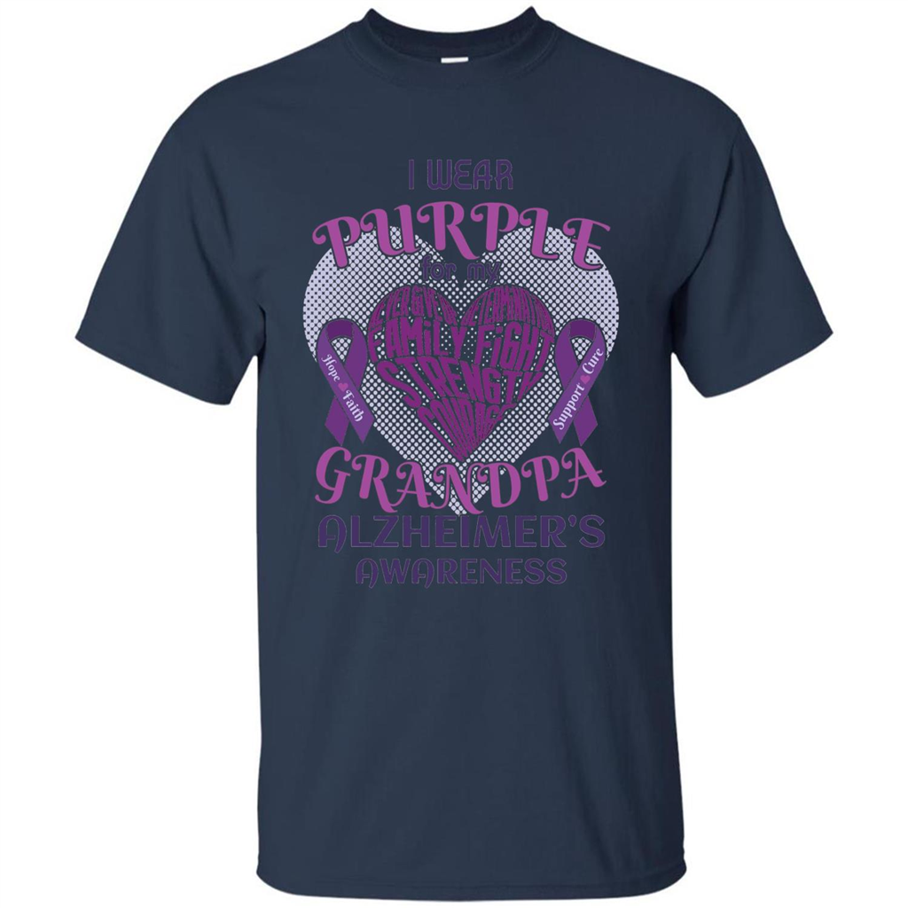 I Wear Purple For My Grandpa Alzheimer's Awareness T-Shirt Navy