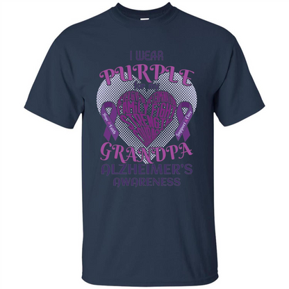 I Wear Purple For My Grandpa Alzheimer's Awareness T-Shirt Navy