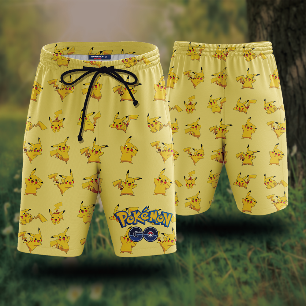 Pokemon Go Pikachu Seamless Pattern Beach Short