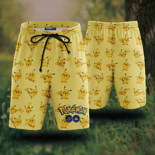 Anime Pokemon Go Pikachu Seamless Pattern Movie Lover Beach Short 