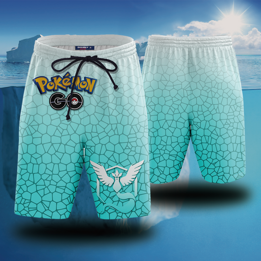 Anime Pokemon Go Articuno Team Mystic Beach Short