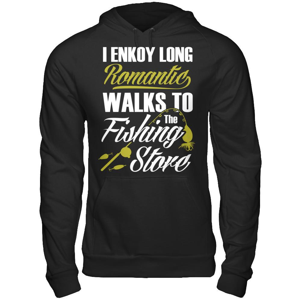 I Enjoy Long Romantic Walk To The Fishing Store T-shirt Gildan - Pullover Hoodie Black