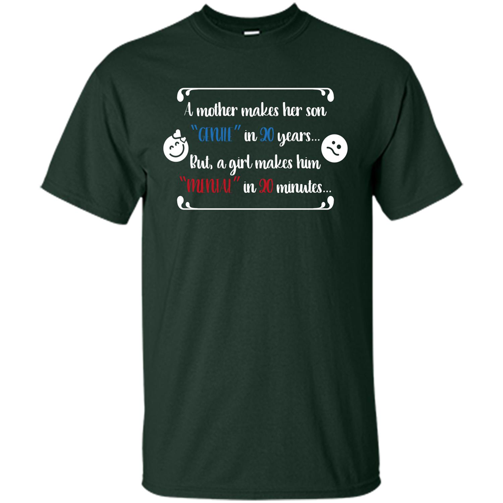 Funny T-shirt A Girl Makes Him Mental In 20 Minuutes Forest Green