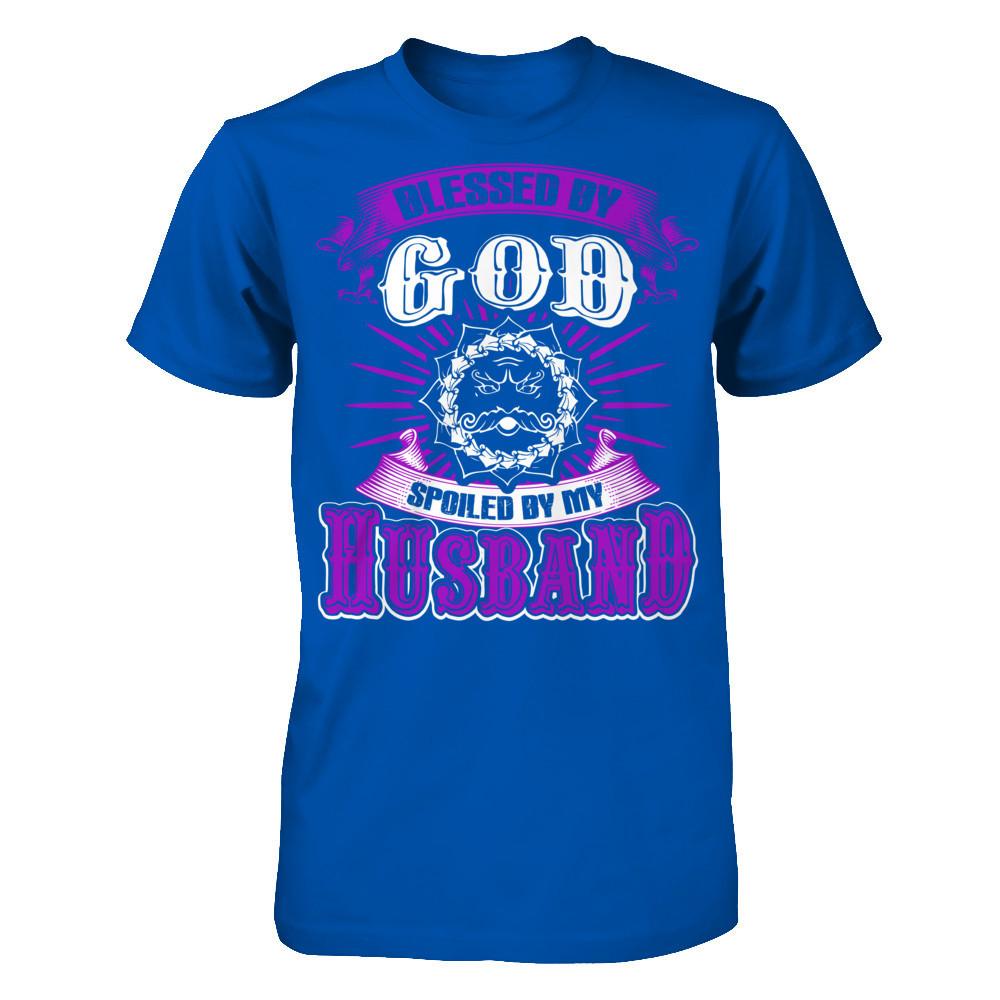 Blessed By God Spoiled By My Husband T-shirt Next Level - Unisex Fitted Tee Royal