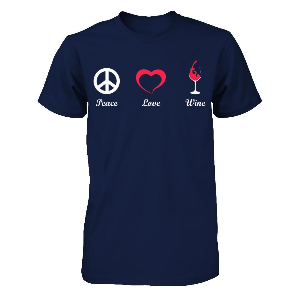 Peace Love Wine Gildan - Short Sleeve Tee Navy