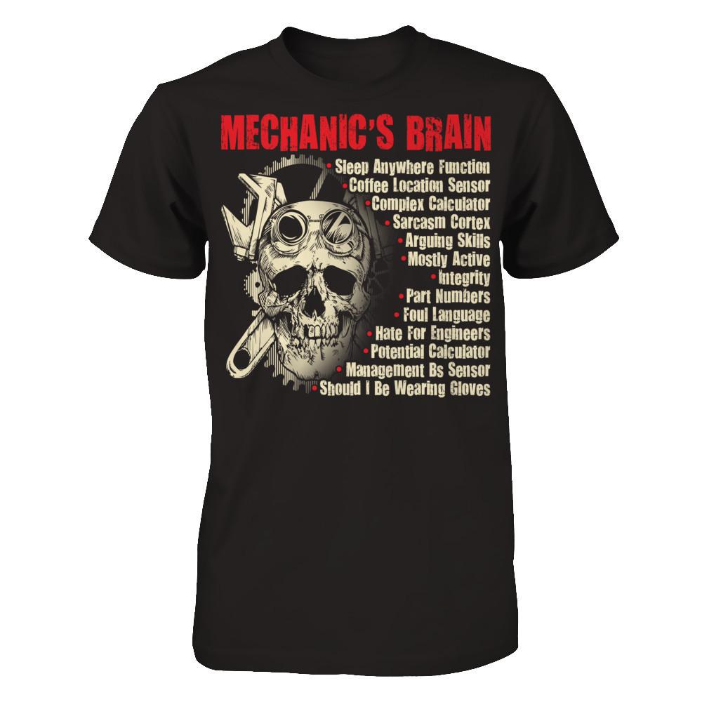 Mechanic's Brain - Sleep Anywhere Function, Coffee Location Sensor, Complex Calculator Gildan - Short Sleeve Tee Black