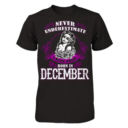 Never Underestimate A Black Woman Born In December Gildan - Short Sleeve Tee Black