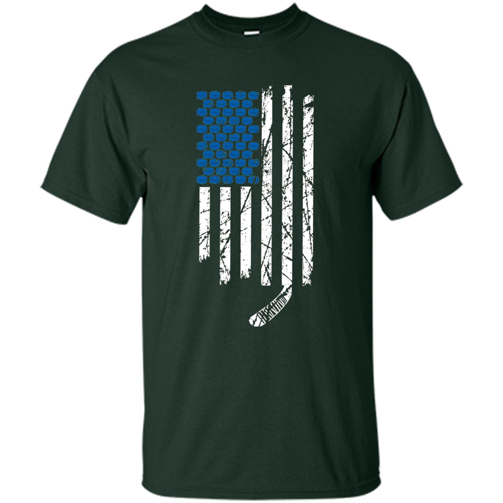 Hockey American Flag T-Shirt Forest Green