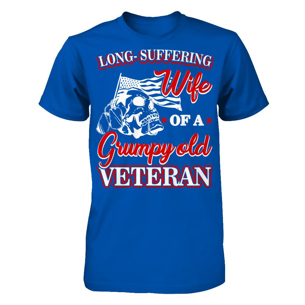 Long Suffering Wife Of A Grumpy Old Veteran Next Level - Unisex Fitted Tee Royal