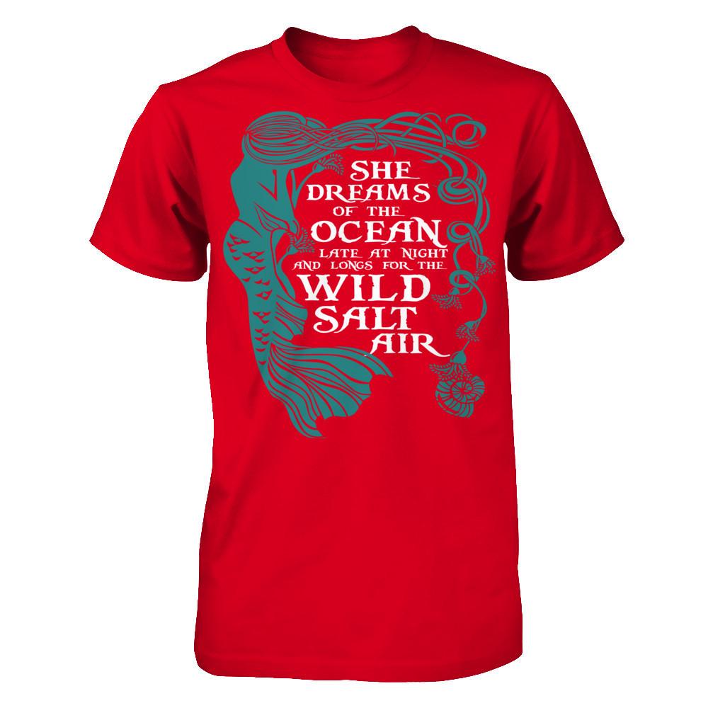 She Dreams Of The Ocean Late at Night And Longs For The Wild Salt Air Next Level - Unisex Fitted Tee Red