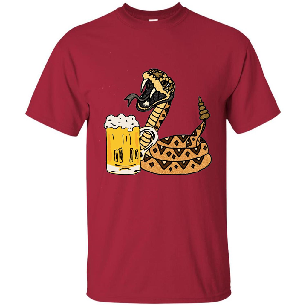 Smiletodaytees Funny Rattlesnake Drinking Beer T-shirt Cardinal