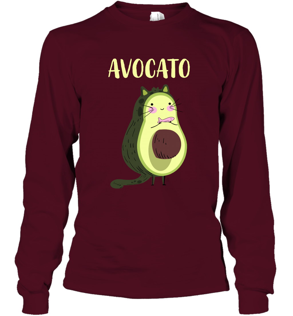 Avocato Avocado Cat Kitten Shirt Long Sleeve T-Shirt Long Sleeve T-Shirt Maroon