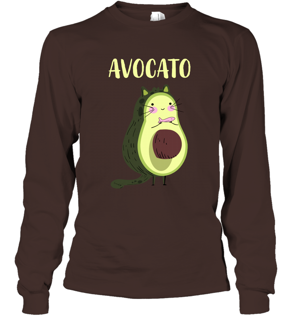 Avocato Avocado Cat Kitten Shirt Long Sleeve T-Shirt Long Sleeve T-Shirt Dark Chocolate