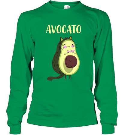 Avocato Avocado Cat Kitten Shirt Long Sleeve T-Shirt Long Sleeve T-Shirt Irish Green
