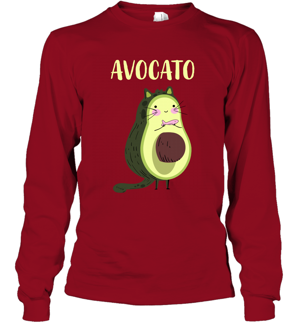 Avocato Avocado Cat Kitten Shirt Long Sleeve T-Shirt Long Sleeve T-Shirt Cardinal Red