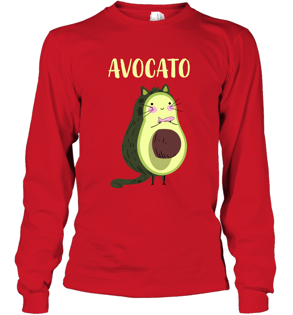 Avocato Avocado Cat Kitten Shirt Long Sleeve T-Shirt Long Sleeve T-Shirt Red