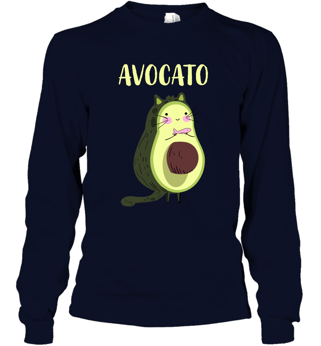Avocato Avocado Cat Kitten Shirt Long Sleeve T-Shirt Long Sleeve T-Shirt Navy