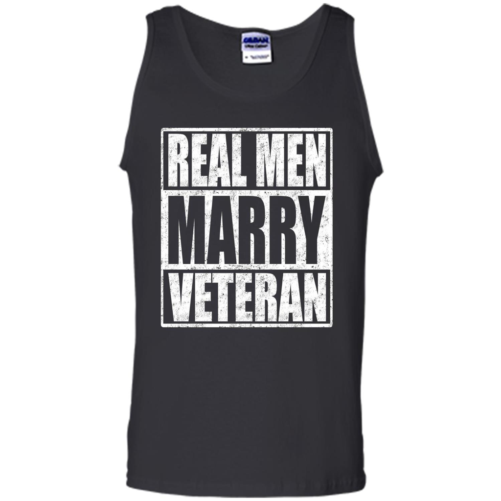 Real Men Marry Veteran T-shirt Veteran's Husband Black