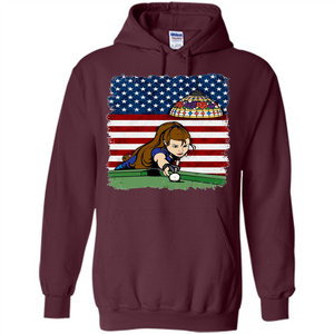 Female Pool Player on American Flag Patriotic T-shirt