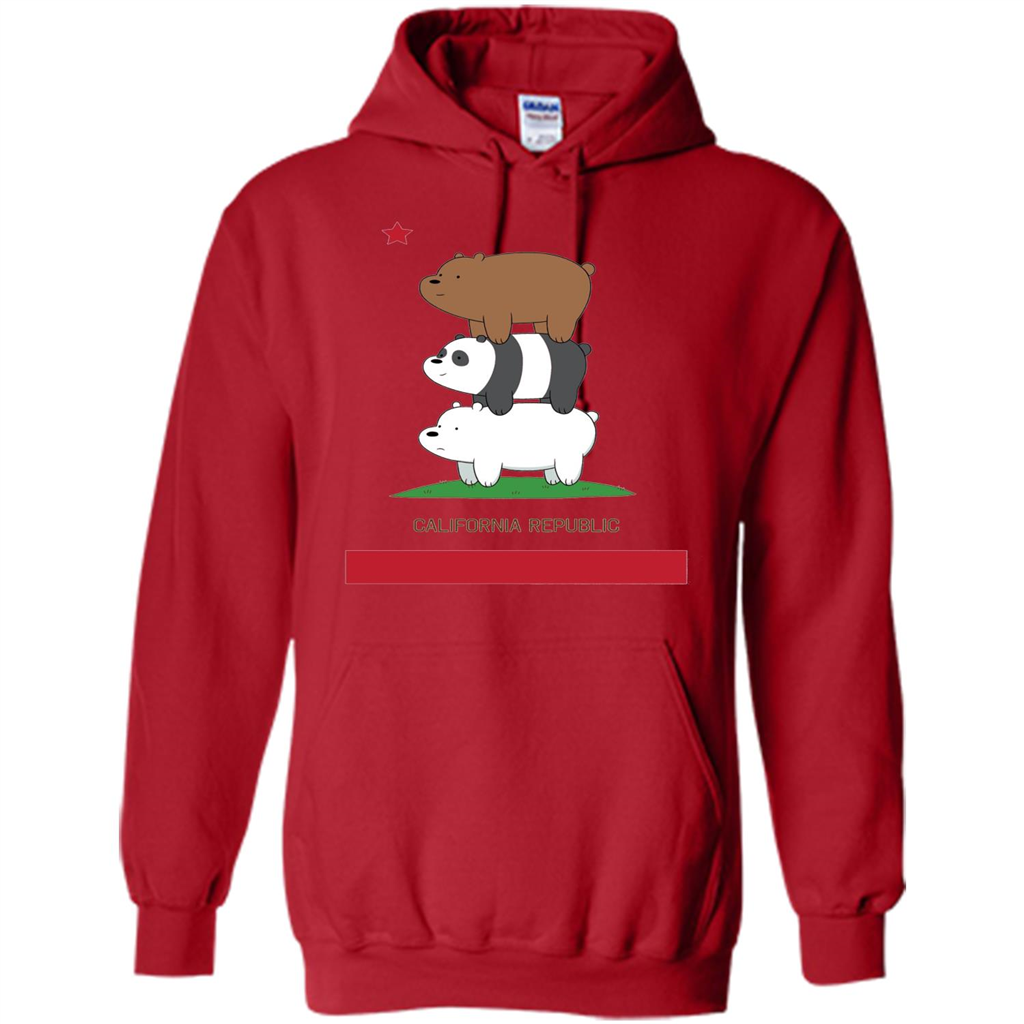 CN We Bare Bears California Flag Stack T-shirt Red