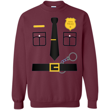 Policeman Costume T-Shirt Halloween Outfit T-shirt Maroon