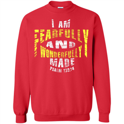 Christian T-shirt I Am Fearfully And Wonderfully Made Psalm Red